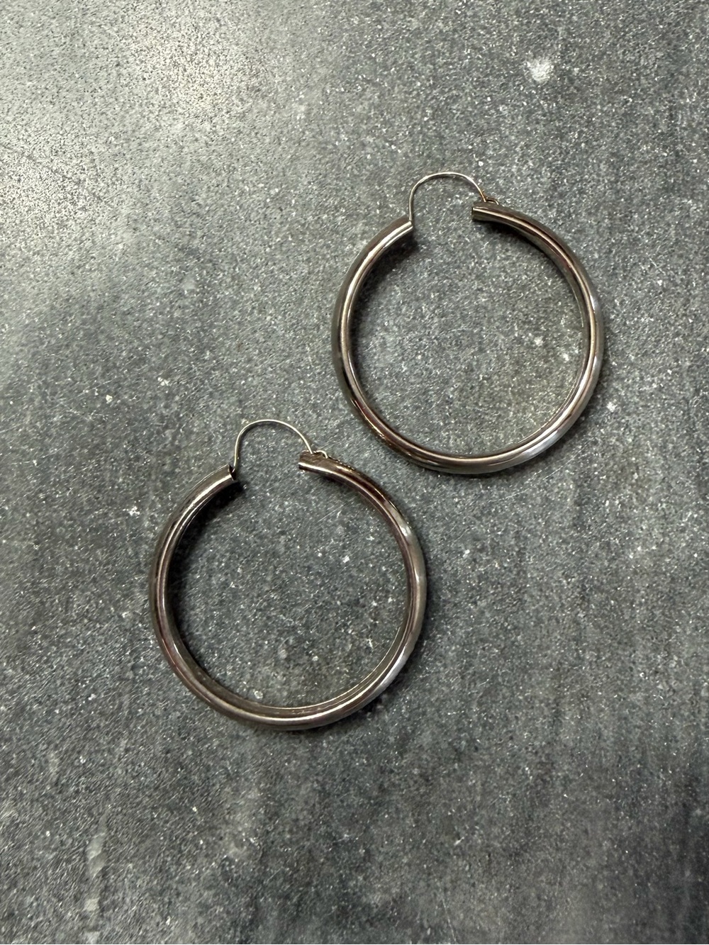 Vintage Sterling Silver Etched Hoop Earrings